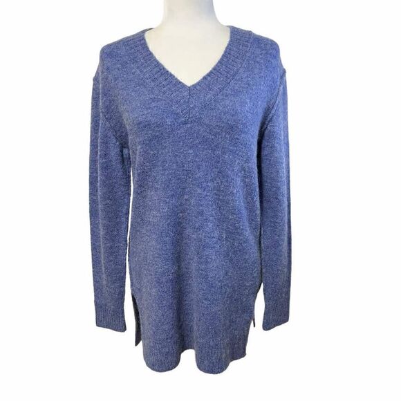 MAGASCHONI Small Oversized Alpaca Wool Blend Blue V-neck Sweater - Picture 10 of 10
